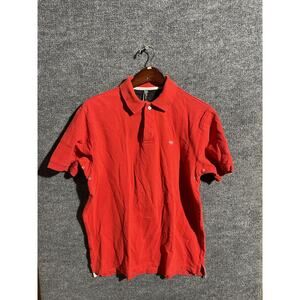 10.Deep Polo Shirt Mens Large Red Pique Cotton Embroidered Logo Streetwear Skate